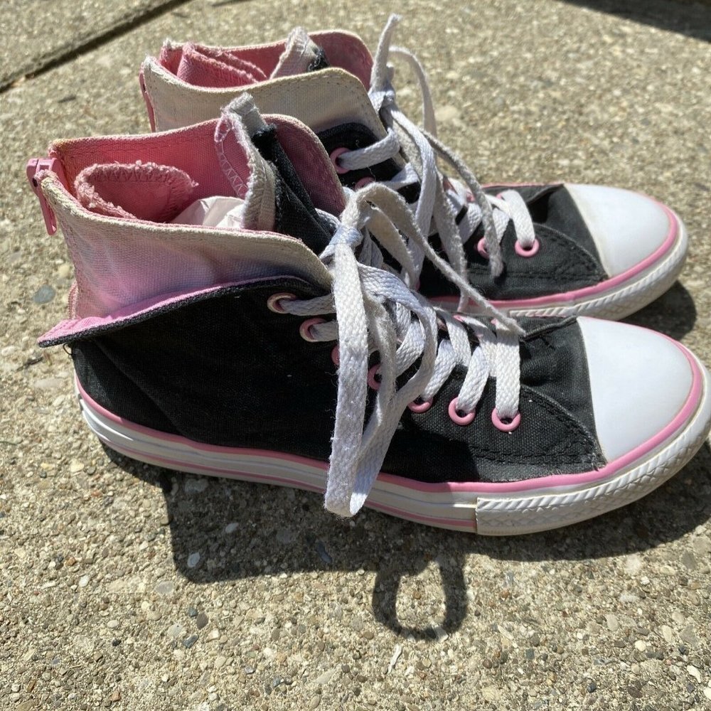 Converse Chuck Taylor Fold Down Pink High Top Shoes Girls Sz 3 Back Zipper